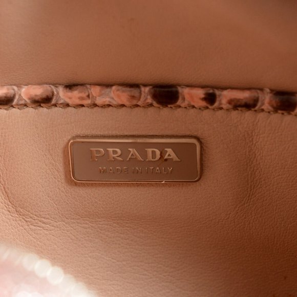 Prada Women's Pink Python Skin Leather Bag Clutch - Picture 7 of 7